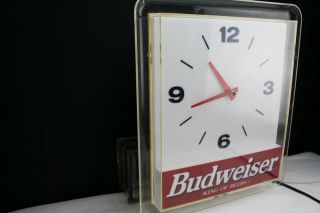 Vintage Budweiser Wall Clock Plexiglass Ring Bar Man Cave Decor 3