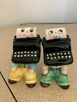 Vintage Salt & Pepper Shakers: Anthropomorphic Typewriters Japan Py