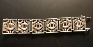 Vintage Rhinestone Bracelet With Red And Clear Stones In Art Deco Style. 2