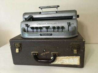 Vintage David Abraham Perkins Brailler Braille Machine Typewriter With Case