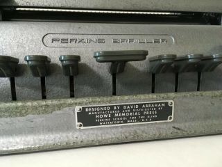 Vintage David Abraham Perkins Brailler Braille Machine Typewriter With Case 3