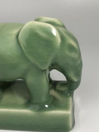 Vintage Rookwood Pottery Green Elephant Small Paperweight 6480 3