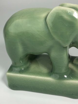 Vintage Rookwood Pottery Green Elephant Small Paperweight 6480 4
