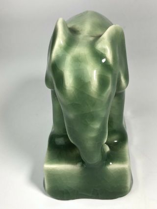 Vintage Rookwood Pottery Green Elephant Small Paperweight 6480 6