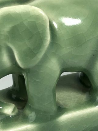 Vintage Rookwood Pottery Green Elephant Small Paperweight 6480 8
