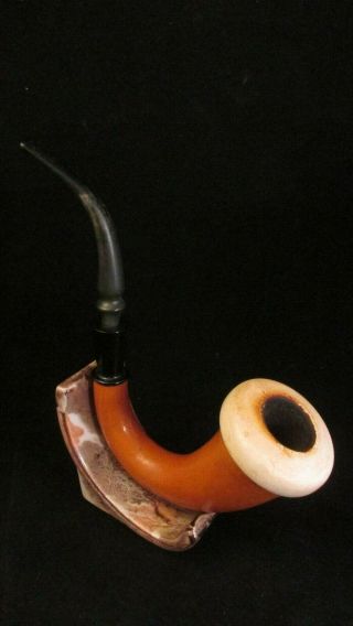Vintage Sherlock Holmes Turkish Block Meerschaum Smoking Pipe.