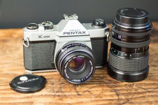 Vintage Pentax K1000 35mm SLR Film Camera w/ 2 Lenses - S/H 3