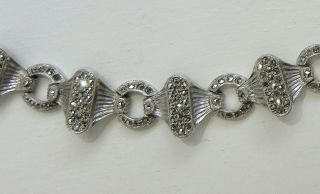 Art Deco Vintage Sterling Silver Marcasite Bracelet From Europe