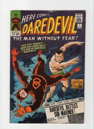 Daredevil 7 Vintage Marvel Comic Key 1st Costume Vs Sub - Mariner Silver 12c