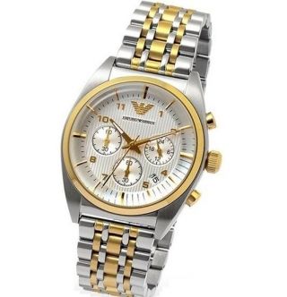 Emporio Armani Two Tone Stainless Steel Chronograph Men Watch Ar0396