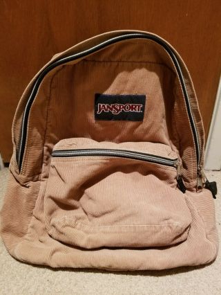 Rare Jansport Corduroy Sand Brown Backpack Retro Book Bag Back Pack Vtg Hiking