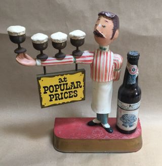 Pabst Blue Ribbon Beer Sign Waiter Guy Statue Cast Metal Vintage 1950s Bartender