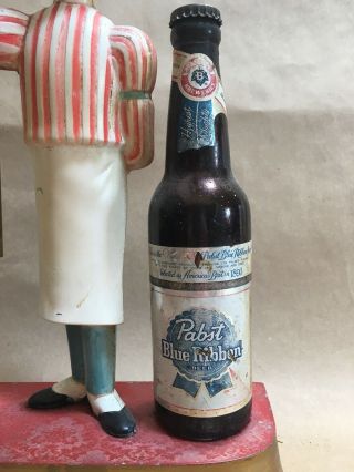 Pabst Blue Ribbon beer sign waiter guy statue cast metal vintage 1950s bartender 3