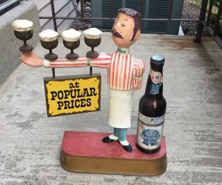 Pabst Blue Ribbon beer sign waiter guy statue cast metal vintage 1950s bartender 6