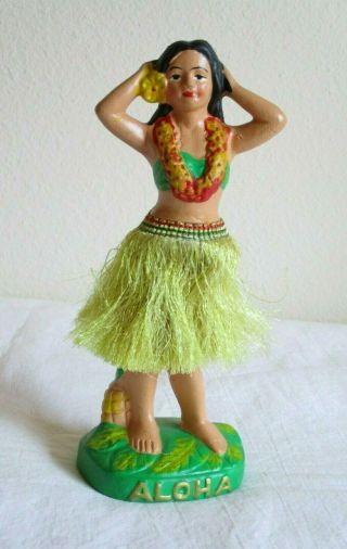 Vtg Hawaiian Hawaii Bobble Hula Girl Nodder Dashboard Dancer 50s Chalkware Aloha