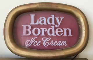 Vintage Lady Borden Ice Cream Light Up / Illuminated Advertising Sign