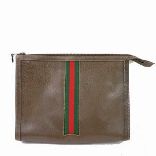Authentic Vintage Gucci Clutch Browns Leather 277403
