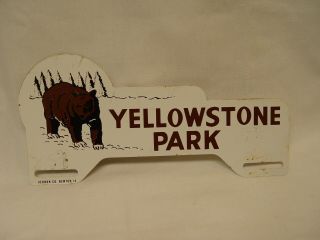 Vintage Yellowstone National Park Brown Bear Metal License Plate Topper