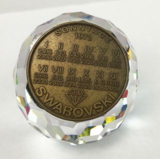 Rare Vtg Swarovski Sonntage 1972 Paperweight Honeycomb Metal Sunday Calendar