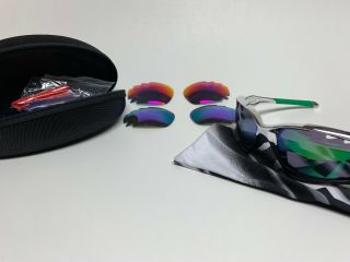 Rare Oakley Bmx Chrome Racing Jackets W/,  Red Iridium And Violet Iridium Lenses