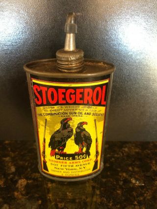 Stoegerol Gun Oil And Solvent Tin Can Advertising Collectible