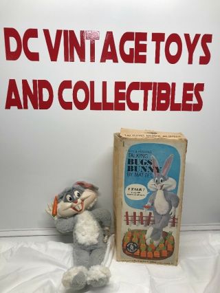 Vintage 1961 Mattel Bugs Bunny Talking Plush Doll Pull String Rubber Face 21 "
