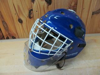 Vintage Sher - Wood Van Velden Hockey Goalie Helmet Mask,  Cooper – Blue/White 7