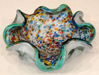 1950 ' s Vintage MURANO Art Glass CONFETTI Eames MID - CENTURY MODERN Bowl / ITALY 2