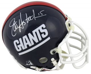 Giants Jeff Hostetler Authentic Signed Vintage Authentic Mini Helmet Bas