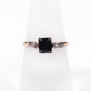 18ct Gold & Platinum,  Diamond & Blue Spinel Vintage Ring Size N1/2 2.  5g 06d - 010