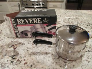 Vintage Revere Ware Deluxe 2 Qt.  Deluxe Double Boiler 3514820 Usa