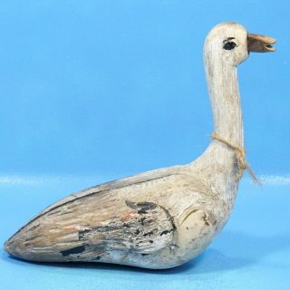 Antique French Wood Carved Hunting Decoy Goose Bird Folk Art Alsace C1880
