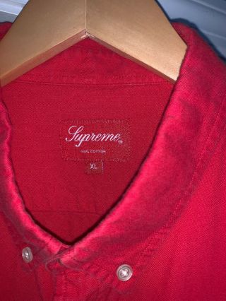 Supreme Button Up Pocket Box Logo Red XL Guns Cherry Vintage Rare 3