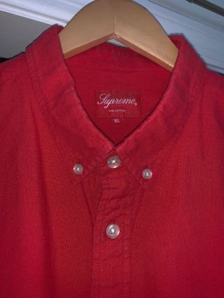 Supreme Button Up Pocket Box Logo Red XL Guns Cherry Vintage Rare 4