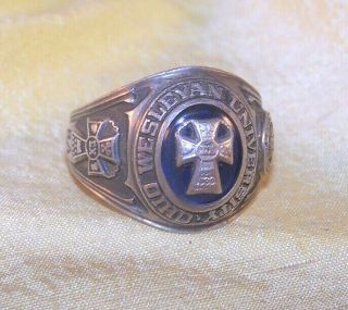 Vintage Sigma Chi Fraternity Sterling Pin Ring,  Sz 11.  5 Ohio Wesleyan 1962 Old