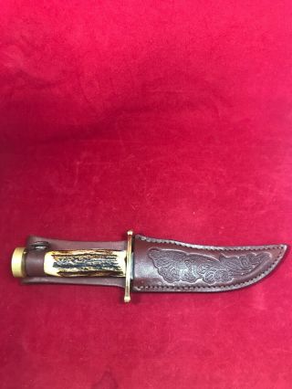 Vintage Case Xx India Stag Fixed Blade Hunters Knife With Sheath Near