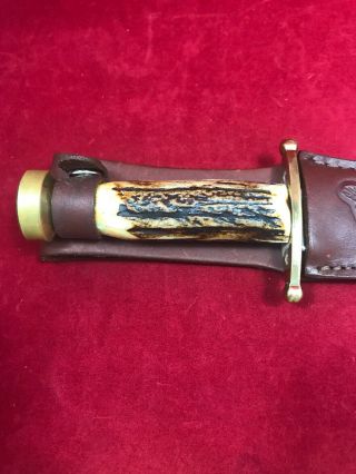 VINTAGE CASE XX INDIA STAG FIXED BLADE HUNTERS KNIFE WITH SHEATH NEAR 2