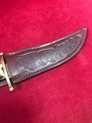 VINTAGE CASE XX INDIA STAG FIXED BLADE HUNTERS KNIFE WITH SHEATH NEAR 3
