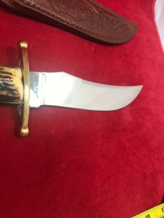 VINTAGE CASE XX INDIA STAG FIXED BLADE HUNTERS KNIFE WITH SHEATH NEAR 4
