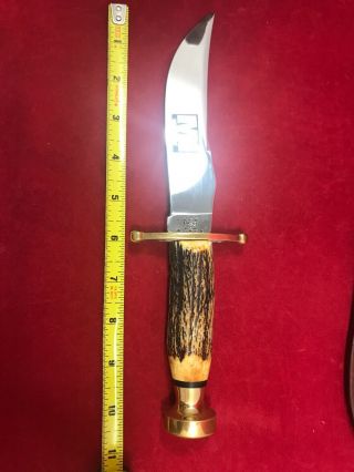 VINTAGE CASE XX INDIA STAG FIXED BLADE HUNTERS KNIFE WITH SHEATH NEAR 8