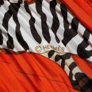 RARE Auth Hermes Scarf ' Les Zebres II ' Plisse Pleated Scarf Carre 90cm 3