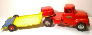 Vintage 1950 ' s Tonka Toys Mound Metalcraft Truck And Trailer/Car Hauler W/Decals 5