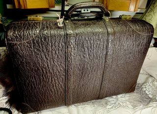 Vintage Gladiator Suitcase Seal Skin Leather W/key