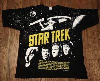 Vintage Star Trek All Over Print 1993 Shirt Xl William Shatner Captain Kirk