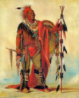 Watchful Fox Indian Chief 30x44 George Catlin Native American Indian Art