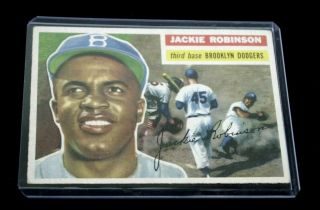1956 Topps Baseball Card 30 Jackie Robinson Brooklyn Dodgers Vtg Antique Rare