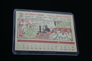 1956 Topps Baseball Card 30 Jackie Robinson Brooklyn Dodgers VTG Antique Rare 2