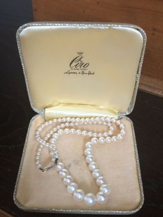Vintage Quality Ciro Pearl Necklace With Gold Clasp And Box