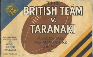24.  5.  1930 Taranaki V British Lions,  At Pukekura Park,  Plymouth,  Rare