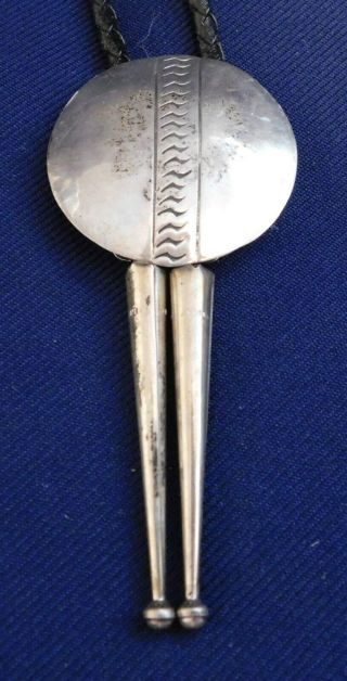 Native American Sterling Stamped Domed Handmade Vintage Bolo Tie